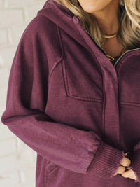 Hazel Blues® |  Half Zip Kangaroo Pocket Long Sleeve Hoodie