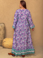 Hazel Blues® | Printed V-Neck Long Sleeve Maxi Dress