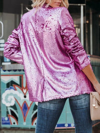 Hazel Blues® |  Sequin Lapel Collar Long Sleeve Blazer