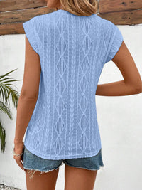 Hazel Blues® |  Openwork Round Neck Cap Sleeve Top