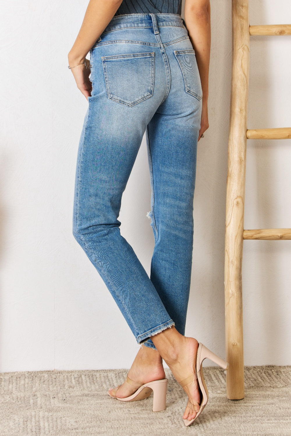 Hazel Blues® |  Kancan High Rise Distressed Slim Straight Jeans