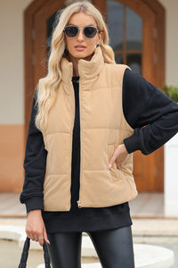 Hazel Blues® |  Pocketed Zip Up Turtleneck Vest Coat