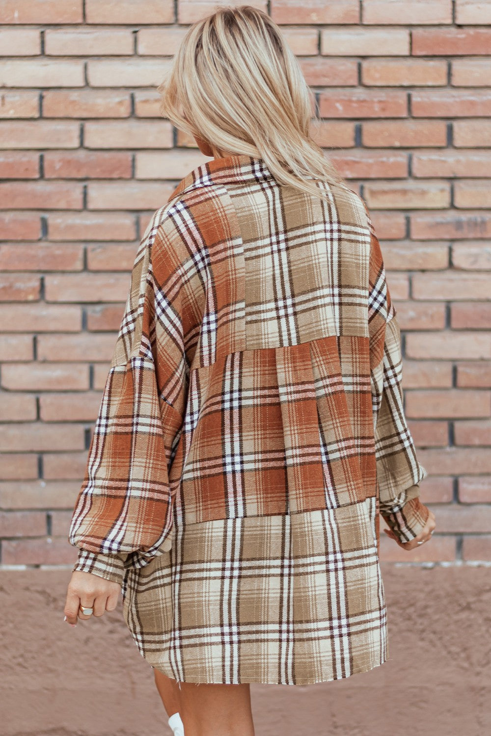 Hazel Blues® |  Plaid Snap Down Dropped Shoulder Shacket