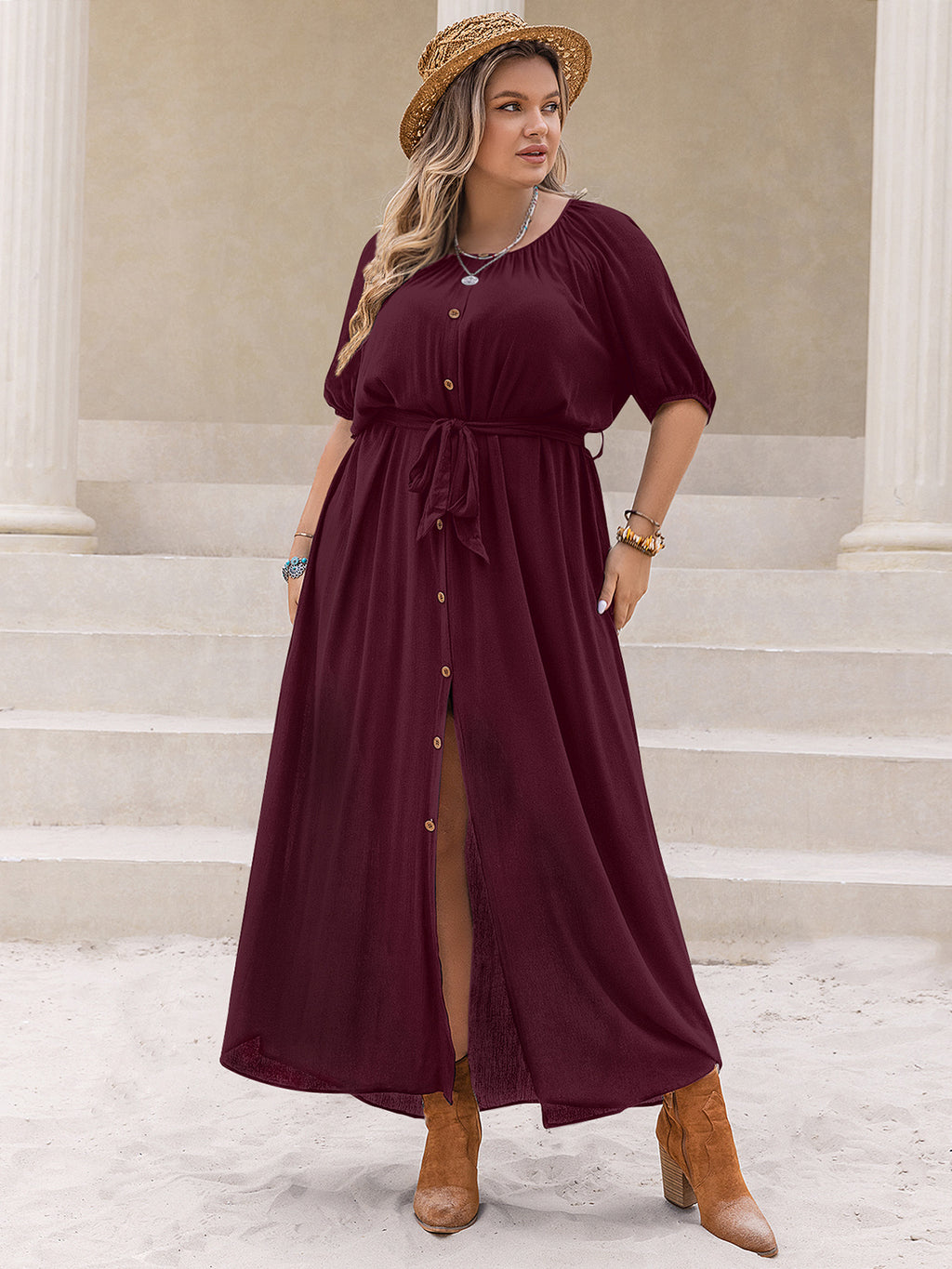 Hazel Blues® | Round Neck Half Sleeve Dress