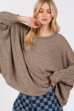 Hazel Blues® |  SAGE + FIG Round Neck Batwing Sleeve Oversize Top