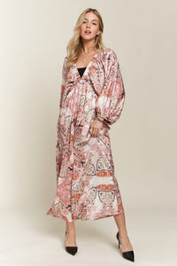 Hazel Blues® |  ADORA Printed V-Neck Batwing Sleeve Dress