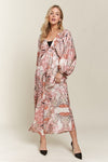 Hazel Blues® |  ADORA Printed V-Neck Batwing Sleeve Dress