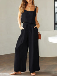 Hazel Blues® |  Square Neck Top and Wide Leg Pants Set