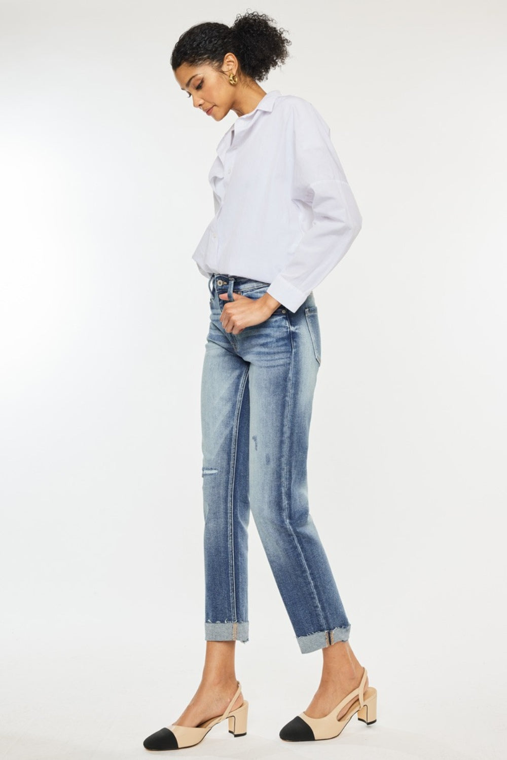 Hazel Blues® |  Kancan High Rise Cuffed Straight Jeans