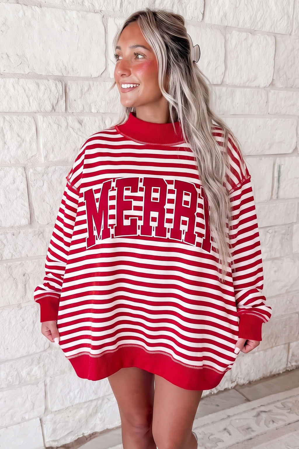 Peppermint Cheer Red MERRY Christmas Sweatshirt