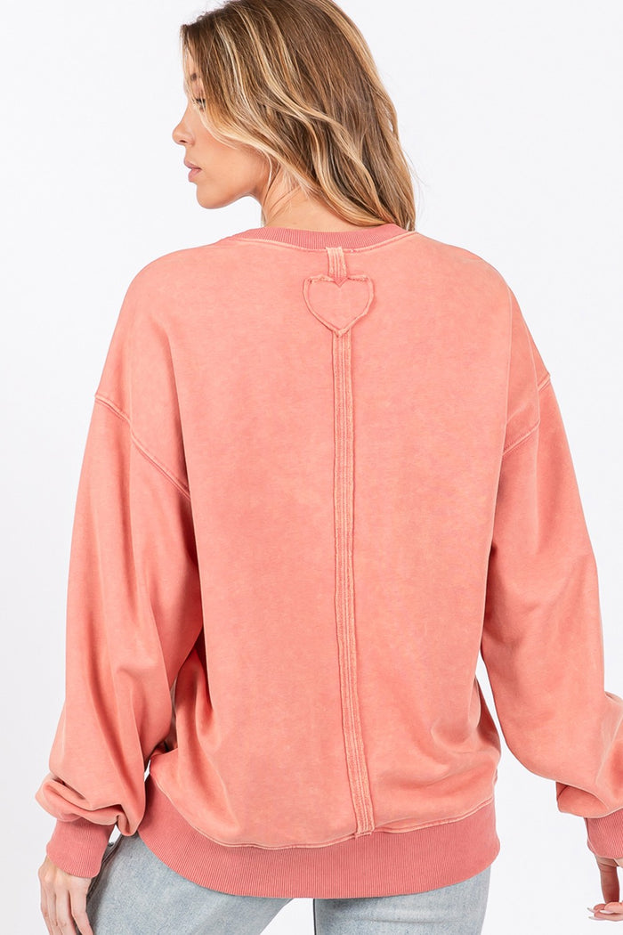 Hazel Blues® |  SAGE + FIG LOVE Path Applique Drop Shoulder Sweatshirt