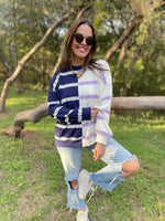 Hazel Blues® |  PREORDER: Exceptional Thought Striped Patchwork Sweater in Three Colors