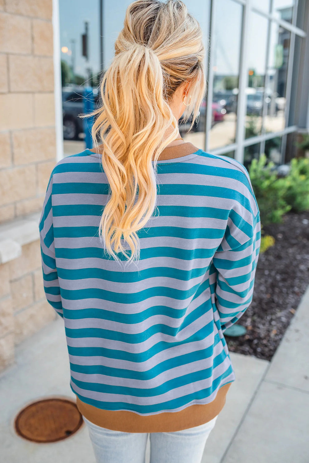 Tessa Grace Striped Ribbed Sweatshirt