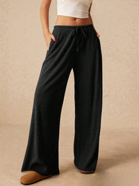 Hazel Blues® |  Ribbed Drawstring Wide Leg Pants