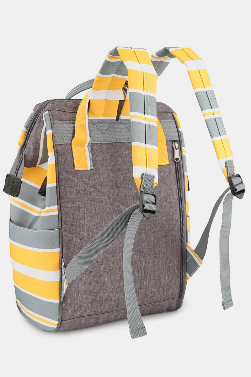 Hazel Blues® |  Himawari Striped Waterproof Nylon Backpack Bag with Side Pockets