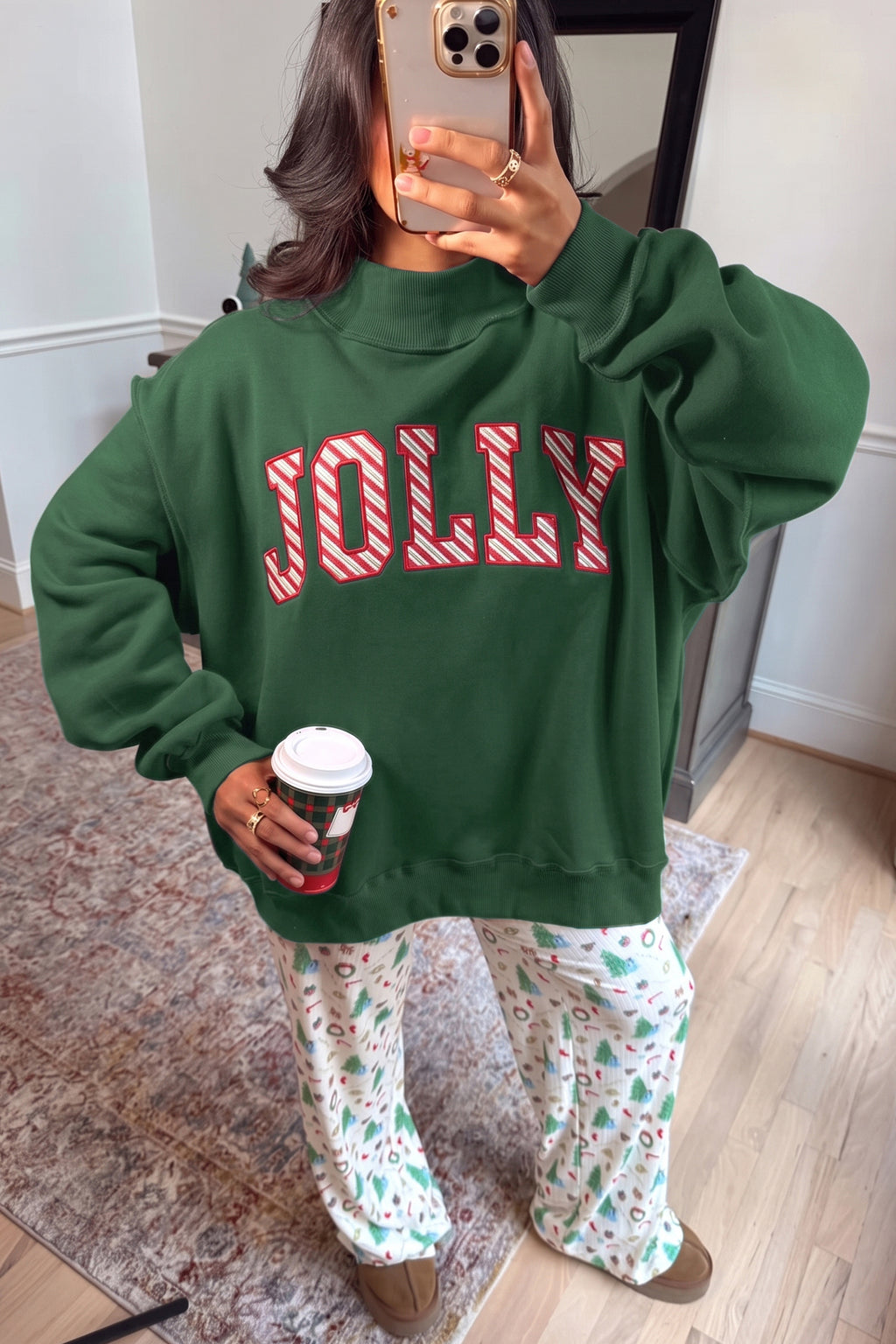 Merry Plaid MERRY Embroidered Christmas Sweatshirt