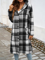 Hazel Blues® |  Plaid Long Sleeve Hooded Coat