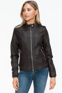 Hazel Blues® |  Snobbish PU Leather Biker Jacket with Side Zip Pockets