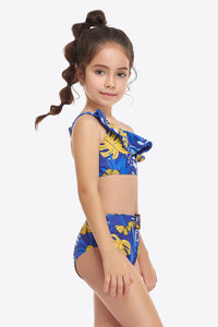 Hazel Blues® |  Ruffled One-Shoulder Buckle Detail Two-Piece Swim Set