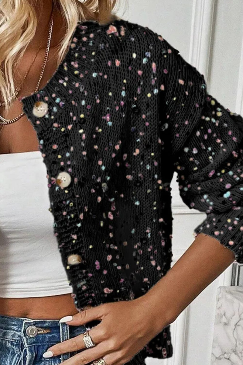 Hazel Blues® |  Confetti Button Up Long Sleeve Cardigan