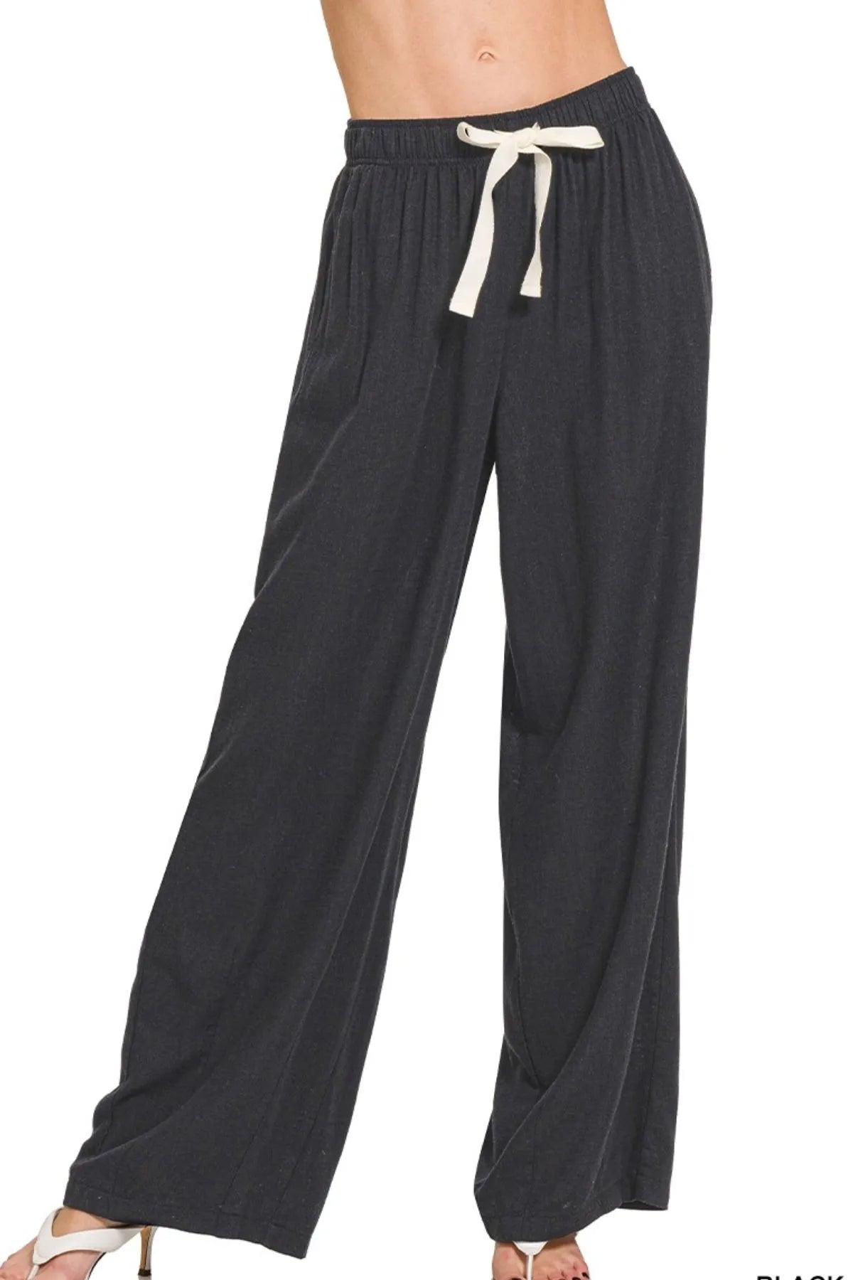 Hazel Blues® | Zenana Drawstring Wide Leg Pants with Side Pockets