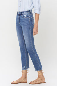 Hazel Blues® |  Lovervet High Rise Raw Hem Straight Jeans