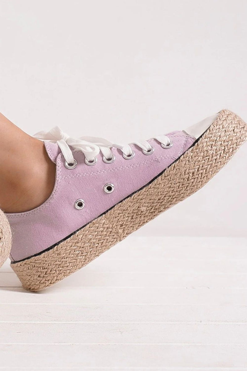 Hazel Blues® |  Beast Fashion Lace Up Woven Espadrille Sole Sneakers