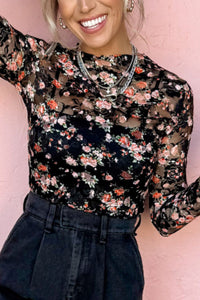 Hazel Blues® |  Floral Round Neck Long Sleeve Blouse