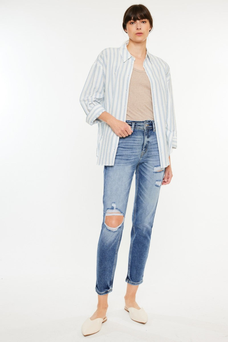 Hazel Blues® |  Kancan High Rise Distressed Mom Jeans