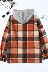 Hazel Blues® |  Plaid Button Up Hooded Shacket