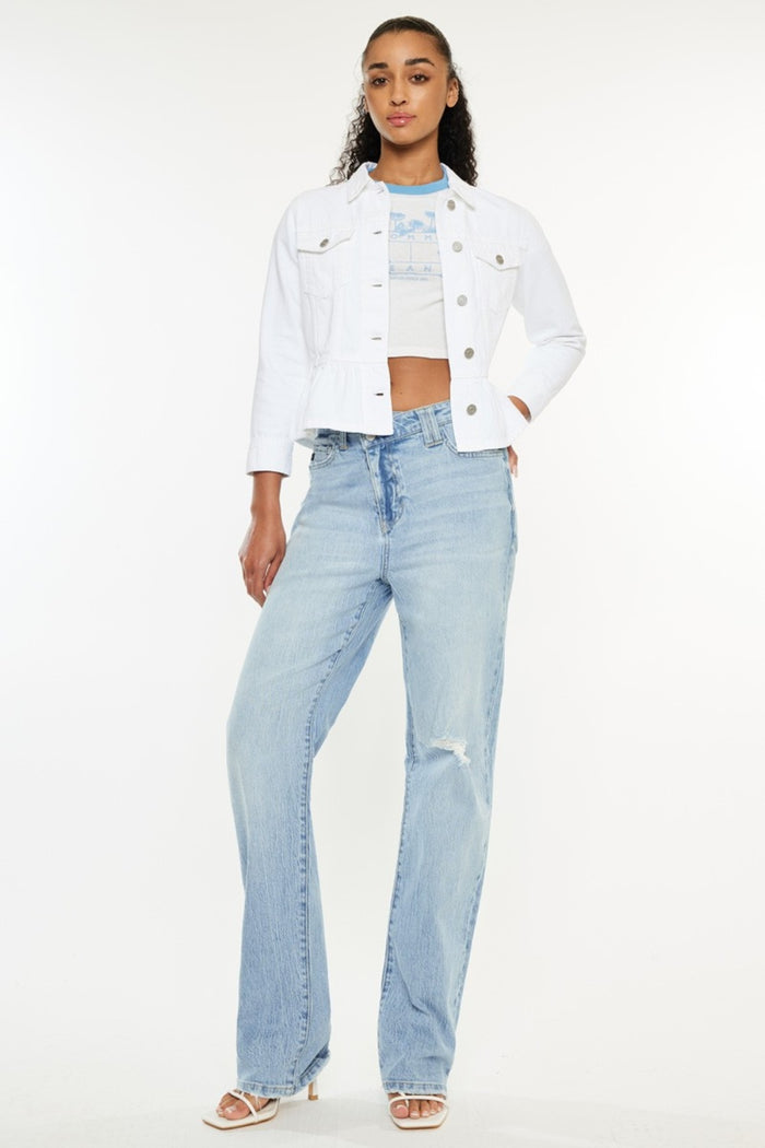 Hazel Blues® |  Kancan Distressed High Waist Straight Jeans