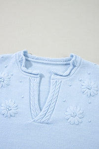 Hazel Blues® |  Daisy Notched Long Sleeve Sweater