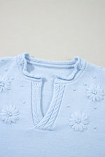 Hazel Blues® |  Daisy Notched Long Sleeve Sweater