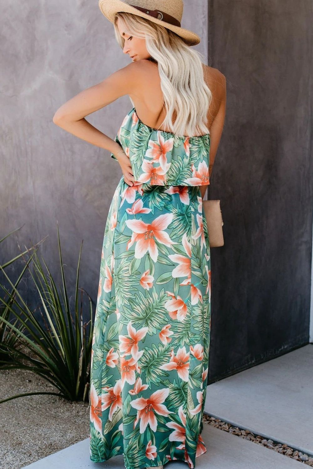 Hazel Blues® |  Slit Tropical Sleeveless Tube Dress