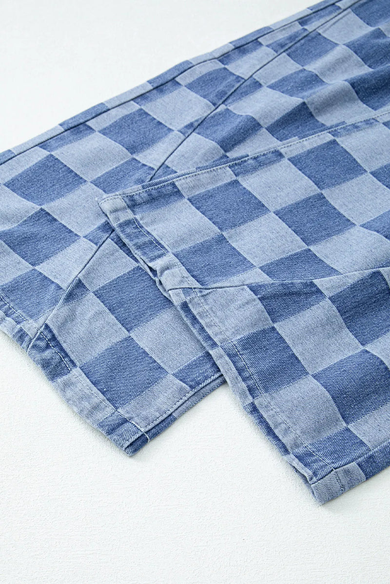 Hazel Blues® |  Checkered Wide Leg Jeans with Pockets