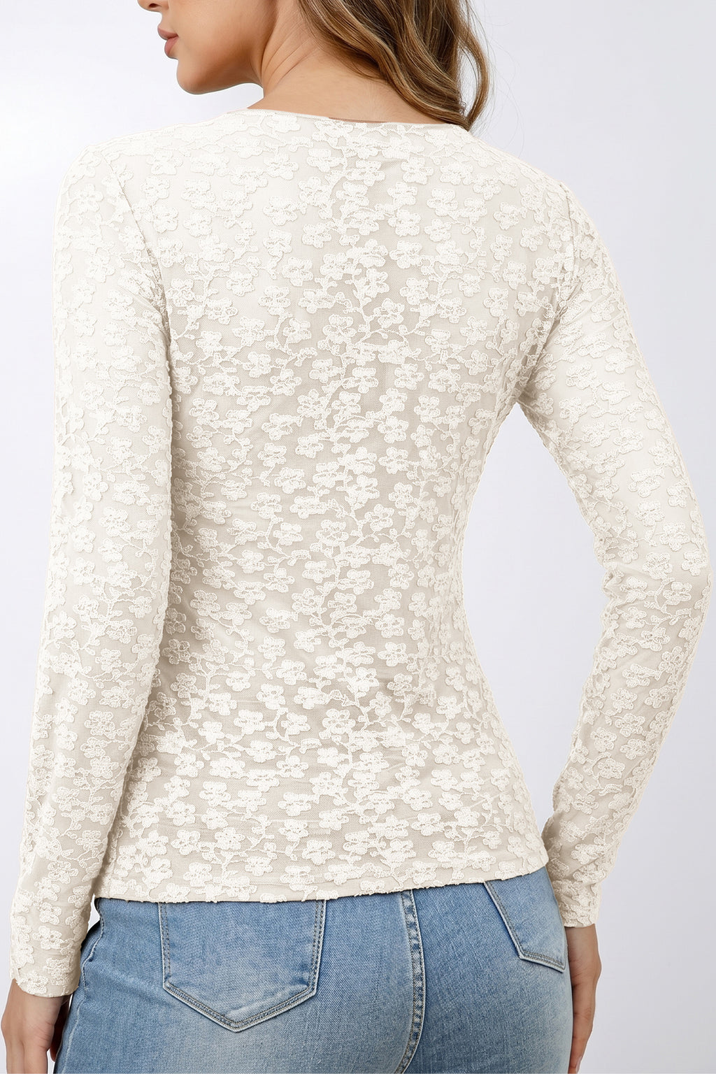 Ivory Bloom Floral-Texture Top