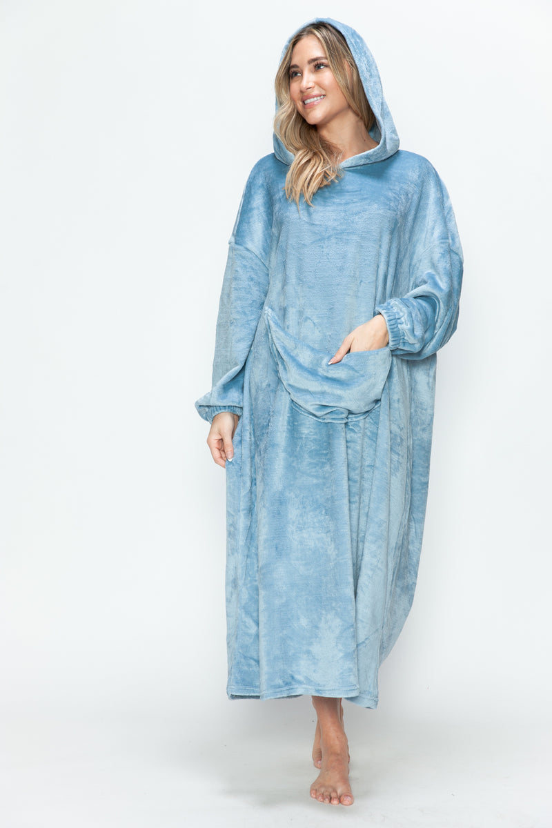 Hazel Blues® |  Double Take Pocketed Hooded Midi Lounge Dress