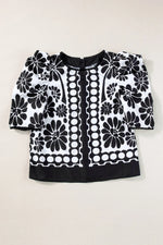 Hazel Blues® |  Printed Round Neck Half Sleeve Blouse