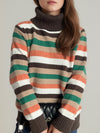 Hazel Blues® |  Contrast Stripes Turtleneck Long Sleeve Sweater
