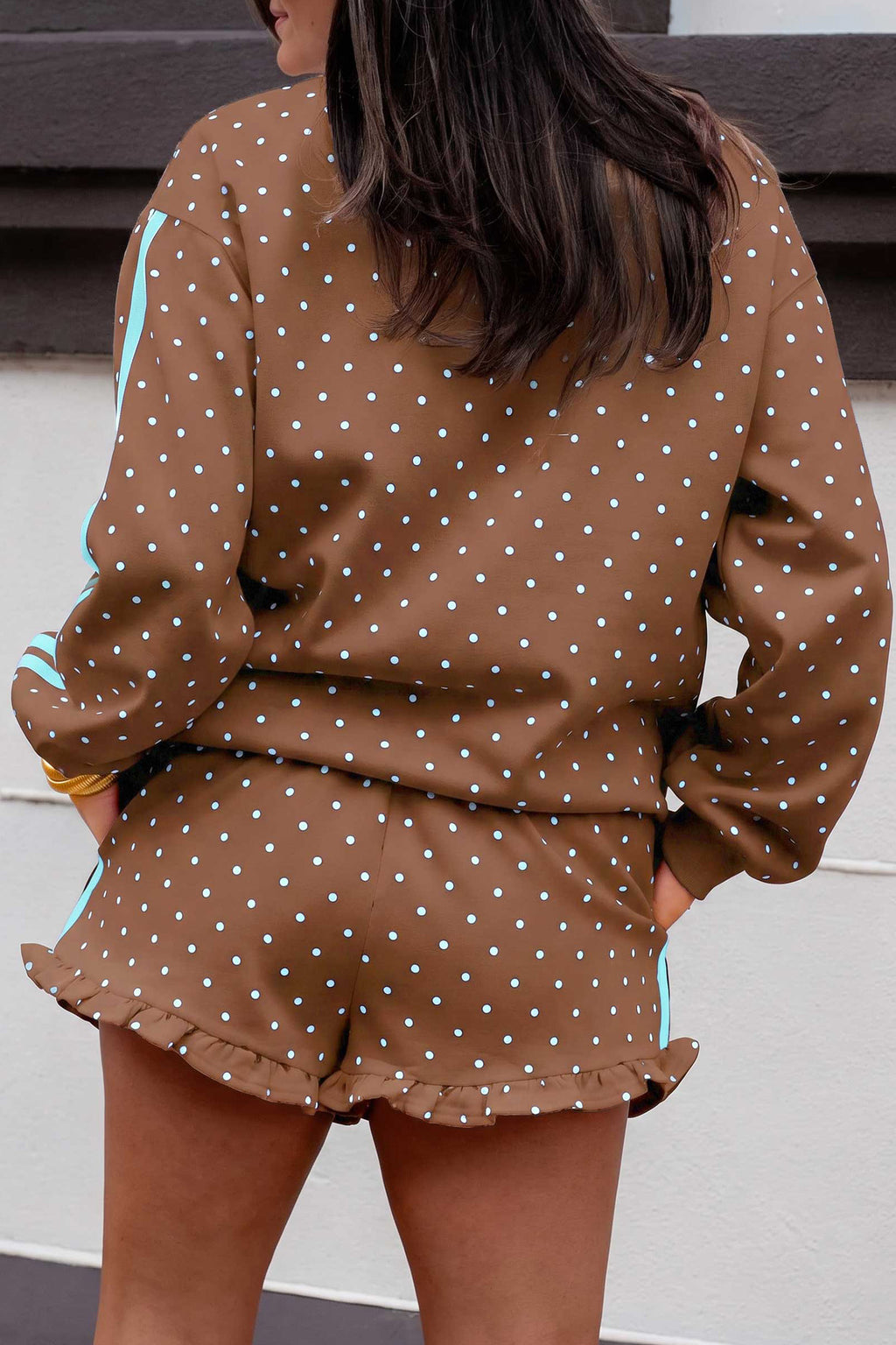 Polka Dot Side-Stripe Short Set