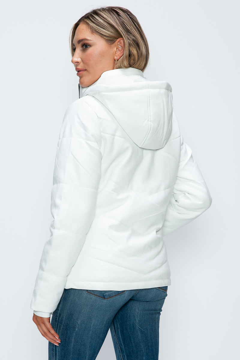 Hazel Blues® |  How Dare U Pocketed Zip Up Puffer Jacket with Removable Hood