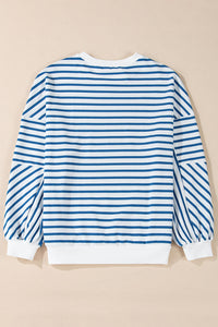 Striped Round Neck Long Sleeve Sweatshirt