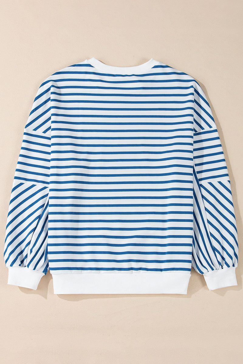 Hazel Blues® |  Striped Round Neck Long Sleeve Sweatshirt