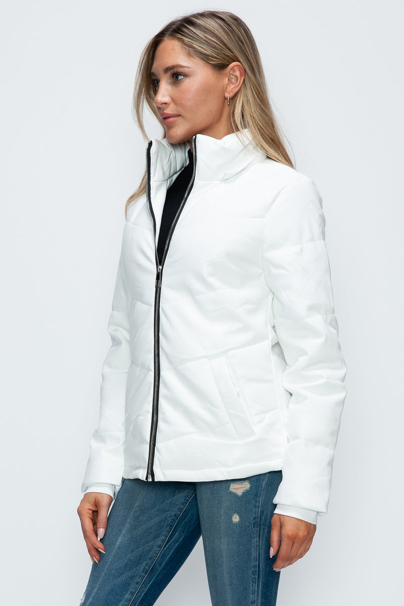 Hazel Blues® |  How Dare U Pocketed Zip Up Puffer Jacket with Removable Hood