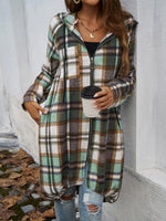 Hazel Blues® |  Plaid Zip Up Hooded Coat