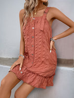 Hazel Blues® |  Perfee Texture Square Neck Wide Strap Mini Dress