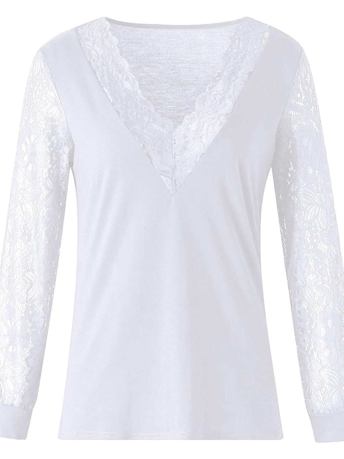 Hazel Blues® |  Lace Detail V-Neck Long Sleeve Blouse