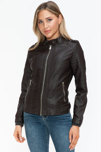 Hazel Blues® |  Snobbish PU Leather Biker Jacket with Side Zip Pockets