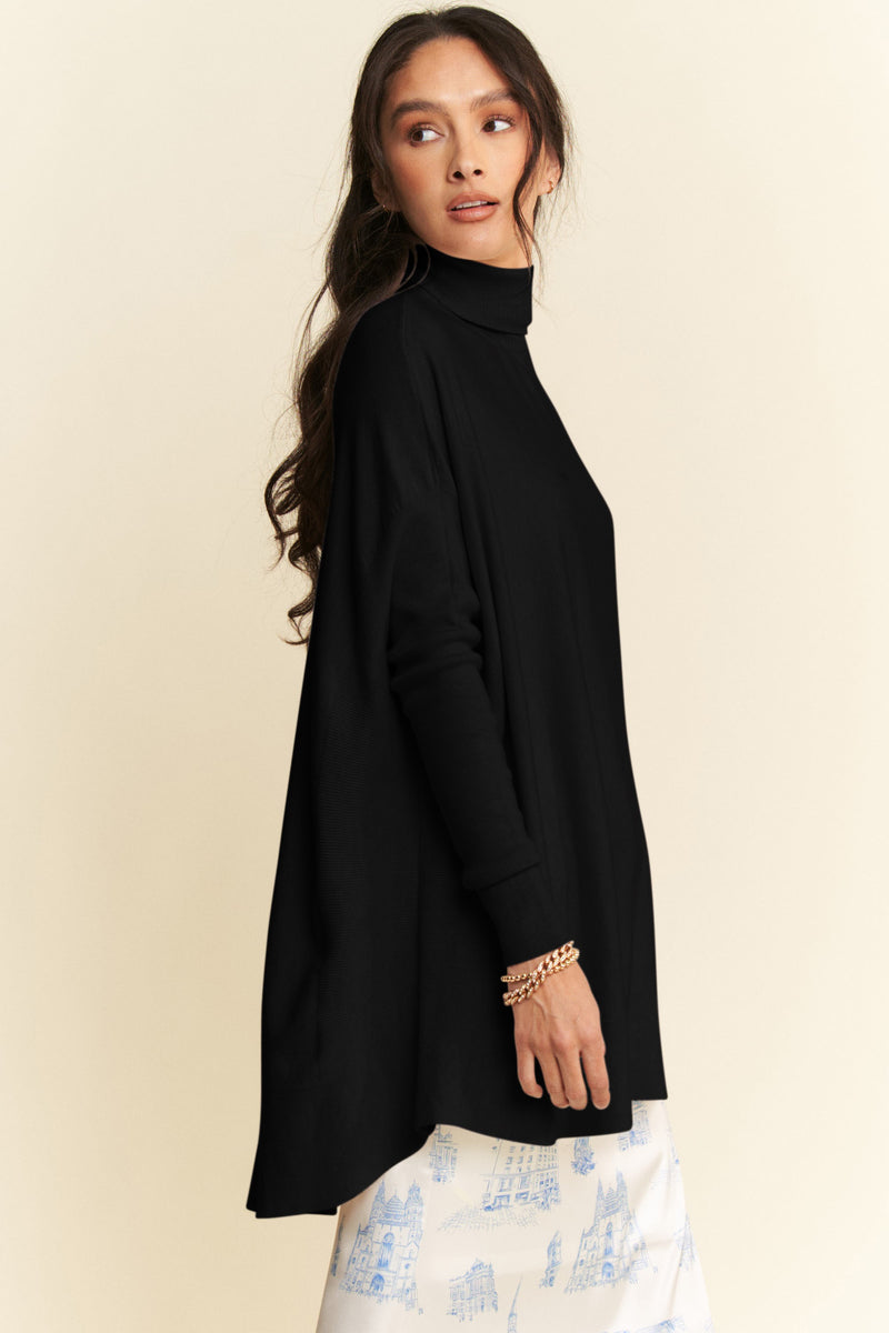 Hazel Blues® |  Davi & Dani High-Low Turtleneck Long Sleeve Knit Top