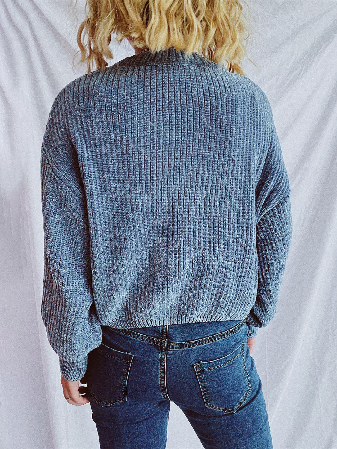 Hazel Blues® |  Round Neck Dropped Shoulder Long Sleeve Sweater